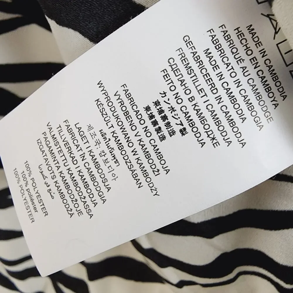 Michael Kors Tiger Stripe Off the Shoulder Ruffle Blouse Black White Animal M